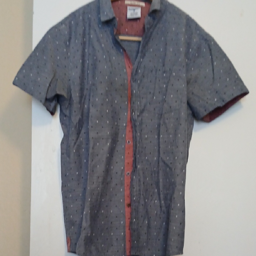 Blue Gear Slim Fit Polka Dot Button Up Shirt Mens XL